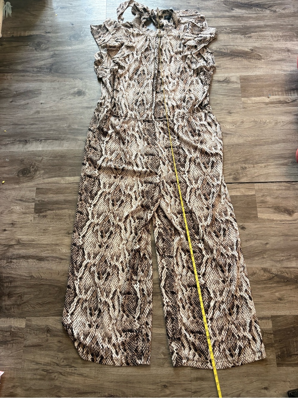 1. State Sleeveless Snake-Print Wide-Leg Jumpsuit in Brown and Beige